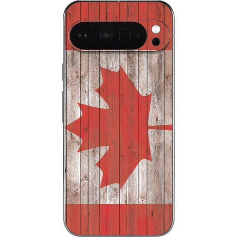 Canadian Flag Dark Wood Pixel 9 Pro XL Skin